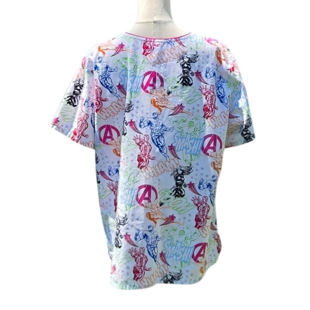 Set Of Two Marvel Avengers Medical Nursing Scrub Tops Womens Size XL - Picture 3 of 14